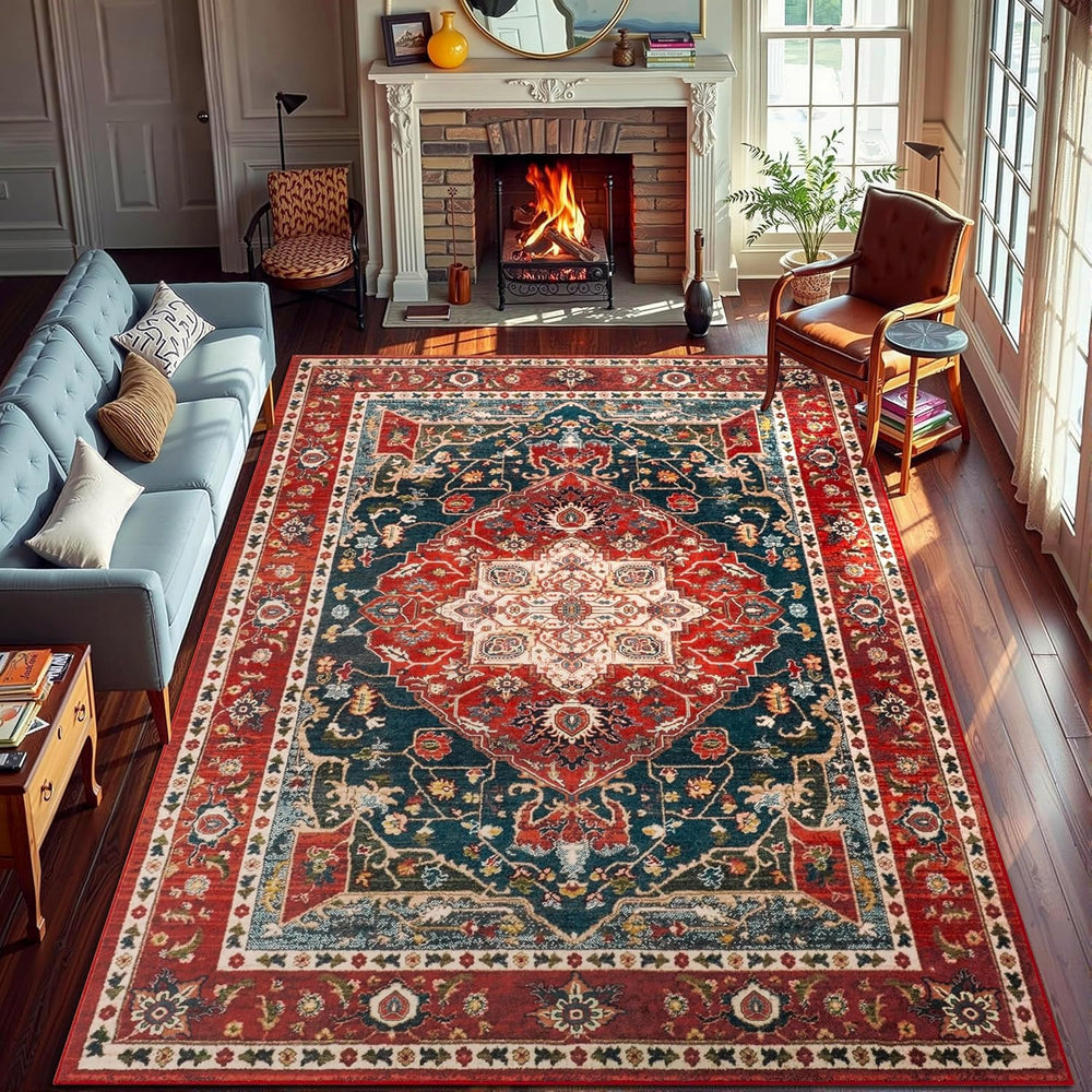 YJ.GWL Area Rugs for Living Room 6x9 Machine Washable Rugs, Non Slip Floral V...