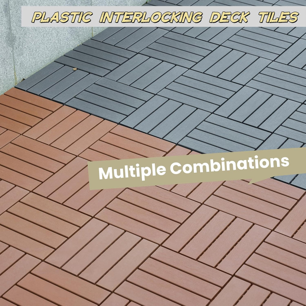 44 Sq. ft Plastic Interlocking Deck Tiles, ACIDBOLT 44 PCS 12" x 12&quot...