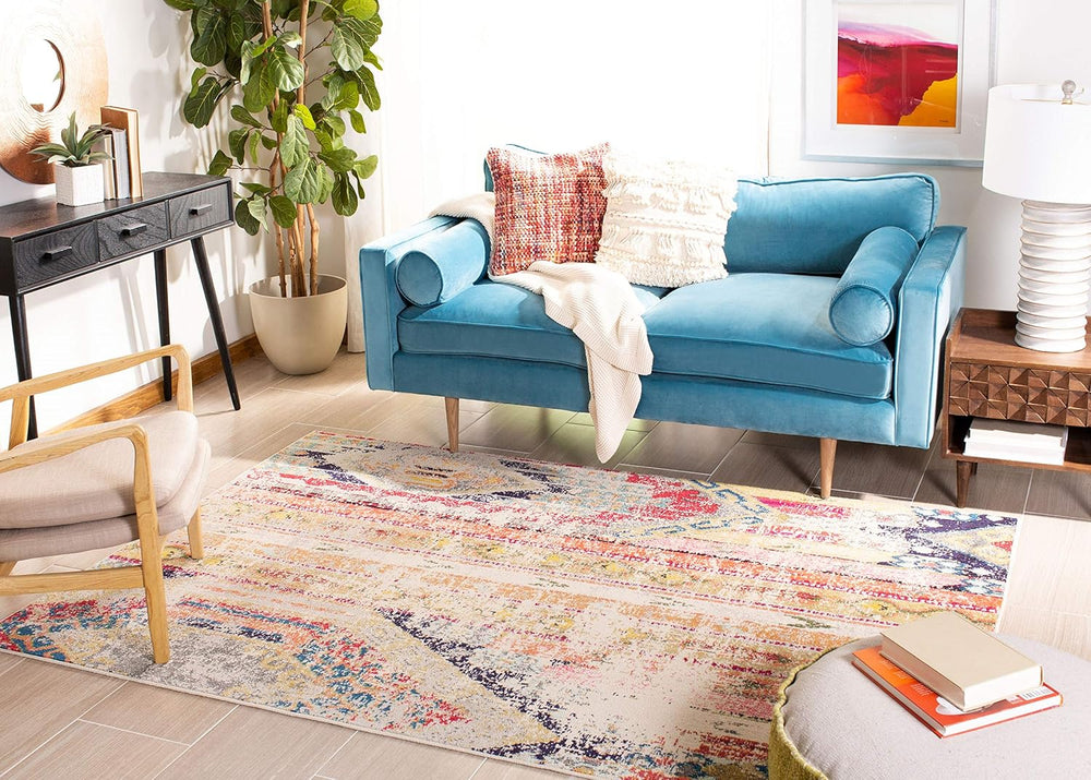 SAFAVIEH Madison Collection Area Rug - 10' x 14', Grey & Orange, ...