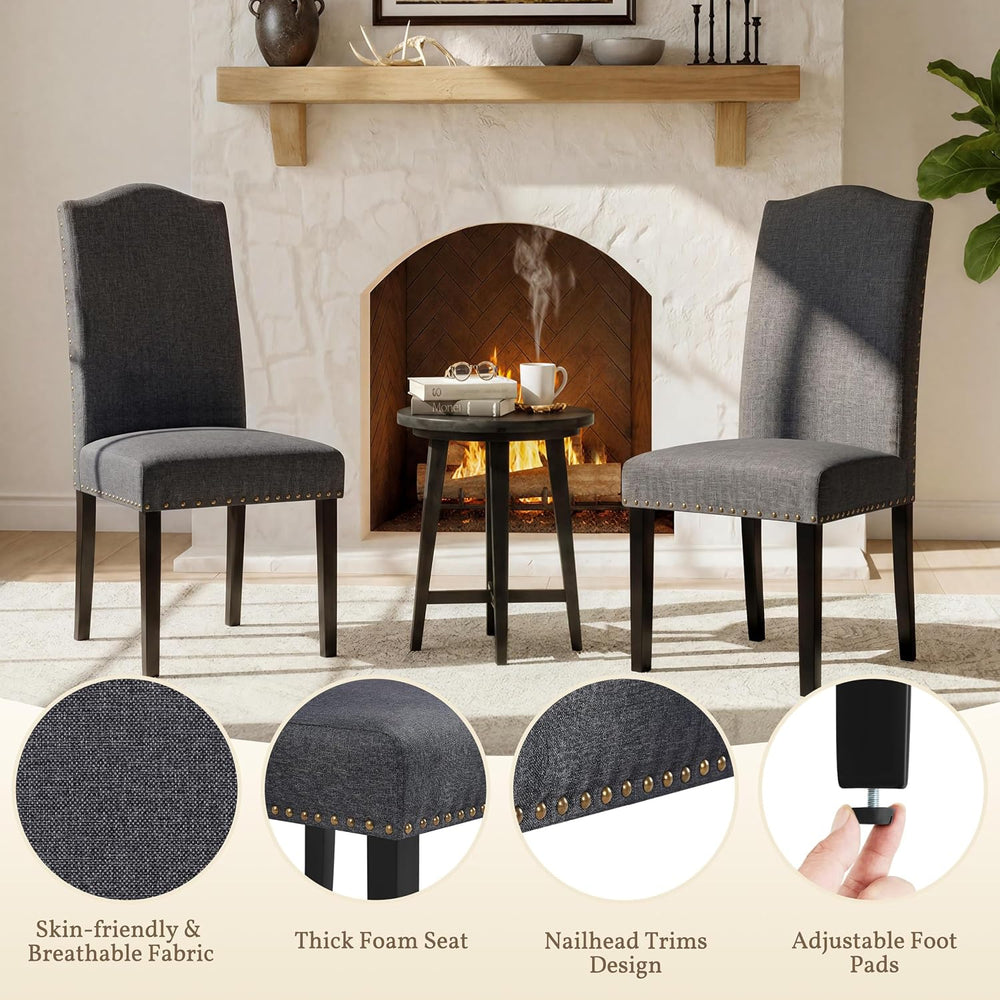 Yaheetech Dining Chairs Set of 2 High Back Parson Chairs Dark Gray