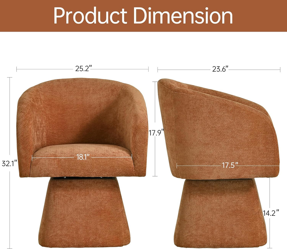 VKNOW Upholstered Swivel Dining Chairs Set of 2 with Barrel Back and Arm
