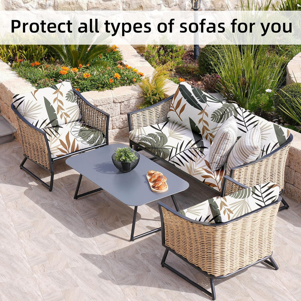 8 Pcs Outdoor Cushion Covers, Patio Sofa Cushion Covers Replacement