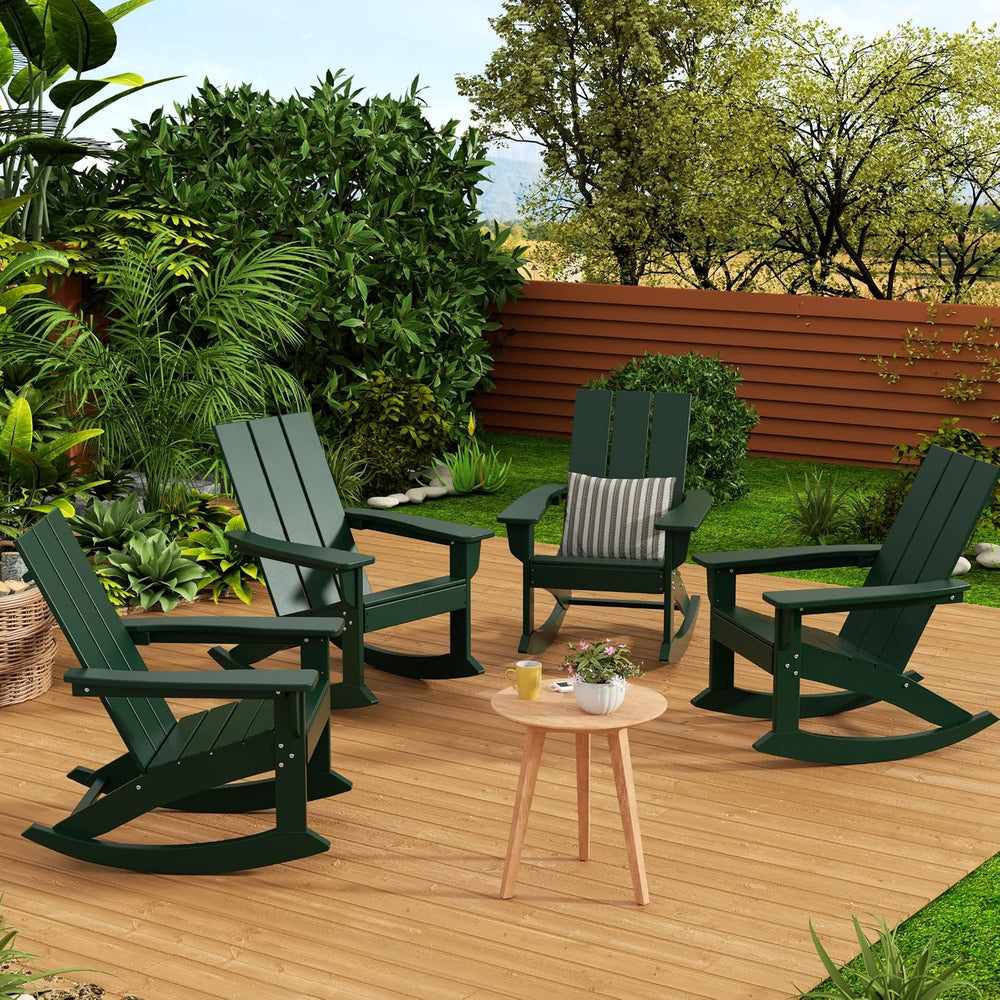 WestinTrends Ashore Patio Rocking Chairs Set of 4, All Weather Poly Lumber Pl...