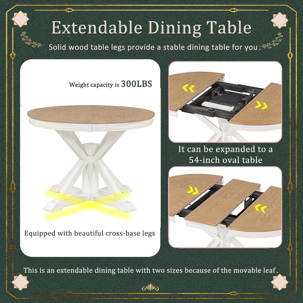 Harper & Bright Designs TREXM Functional Furniture Retro Style Dining Tab...