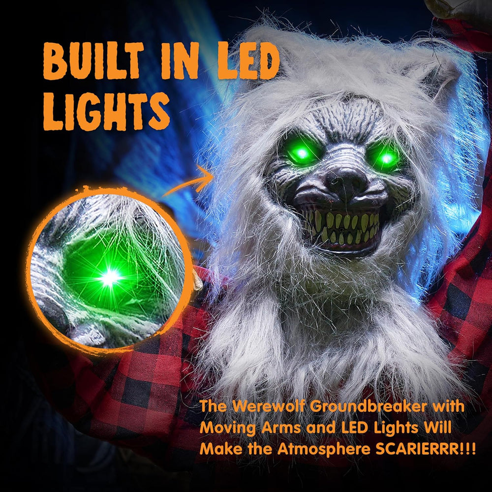 JOYIN Halloween Outdoor Decorations Animated, Animatronics Werewolf Groundbre...