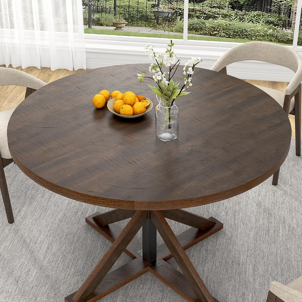 jiteentarou Round Wood Dining Table for Kitchen,Dining Room,Living Room,Farmh...