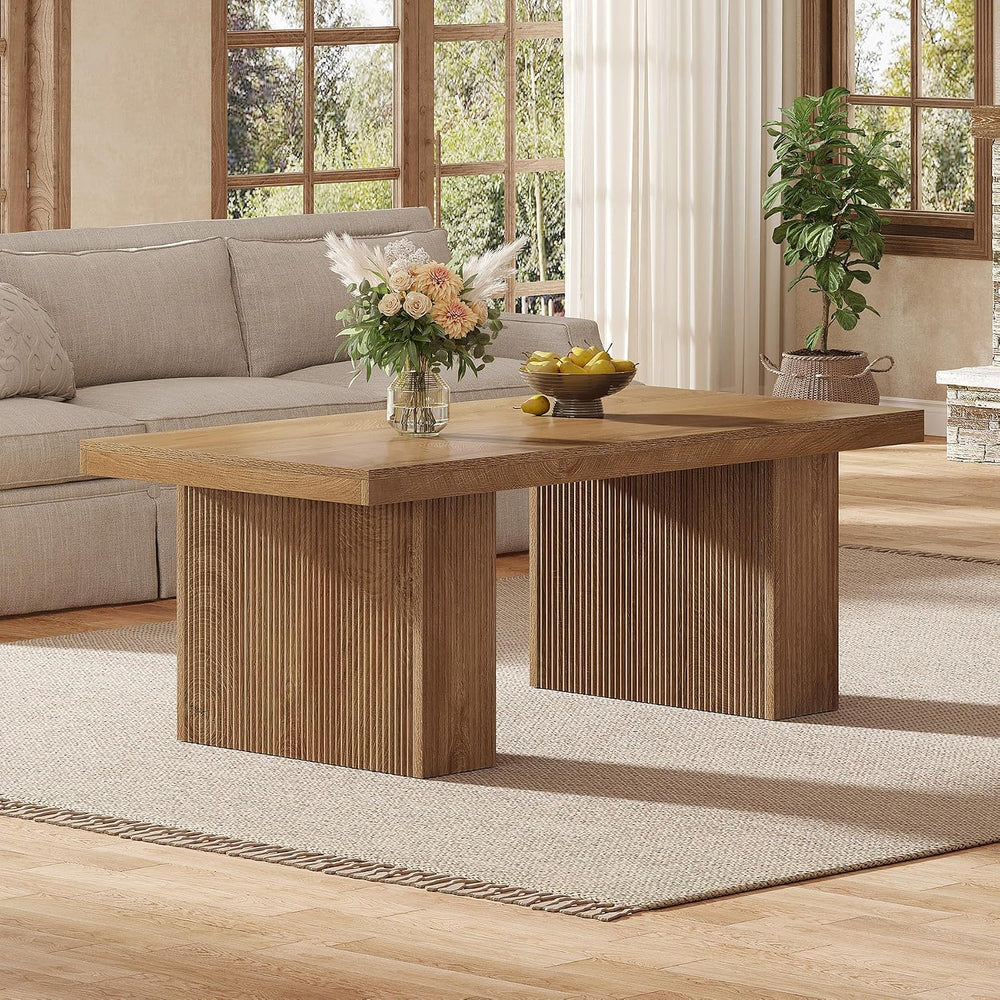 Tribesigns Farmhouse Coffee Table, 47.24 Inch Rectangle Center Table with Lar...