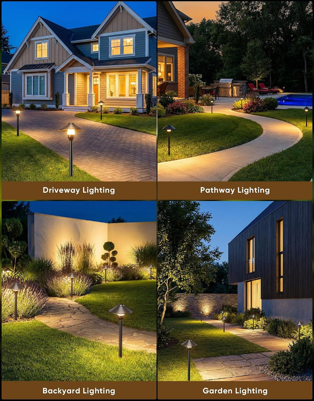 Low Voltage Pathway Lights with G4 3W 3000K Bulbs 6-Pack, Black Aluminum