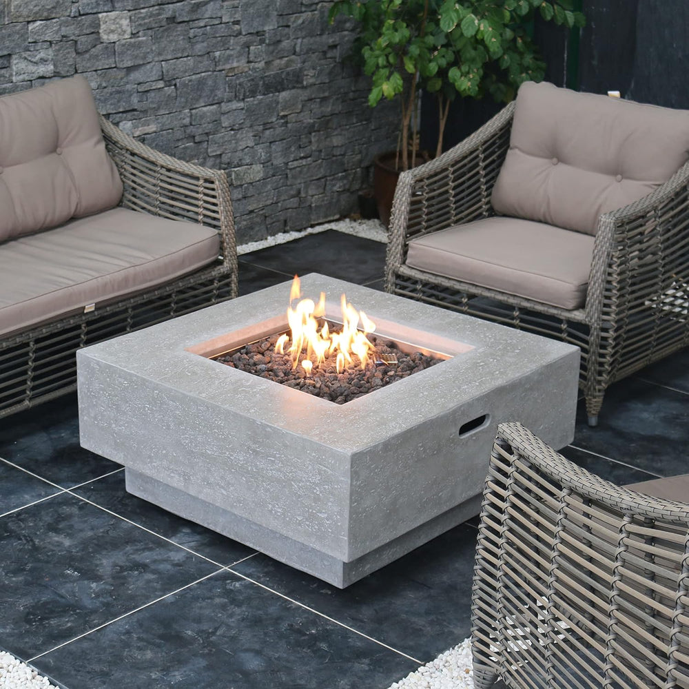 Elementi Manhattan Outdoor Gas Firepit Table 36 Inches Natural Gas Fire Pit P...