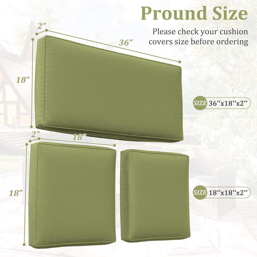 3 Pcs Outdoor Cushion Covers, Patio Cushion Covers Replacement Fit for 4-Seat...