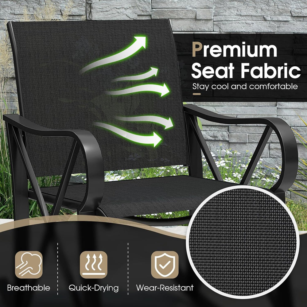 HAPPYGRILL 3-Piece Patio Rocking Bistro Set Rocker Chairs Set with Side Table...
