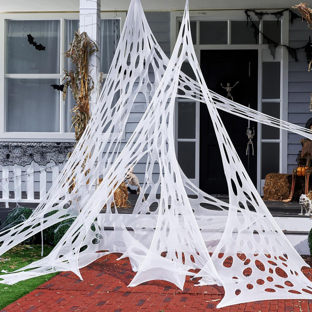 JOYIN 1000sqft Halloween Spider Web Outdoor Decoration, Giant Spider Cobwebs ...