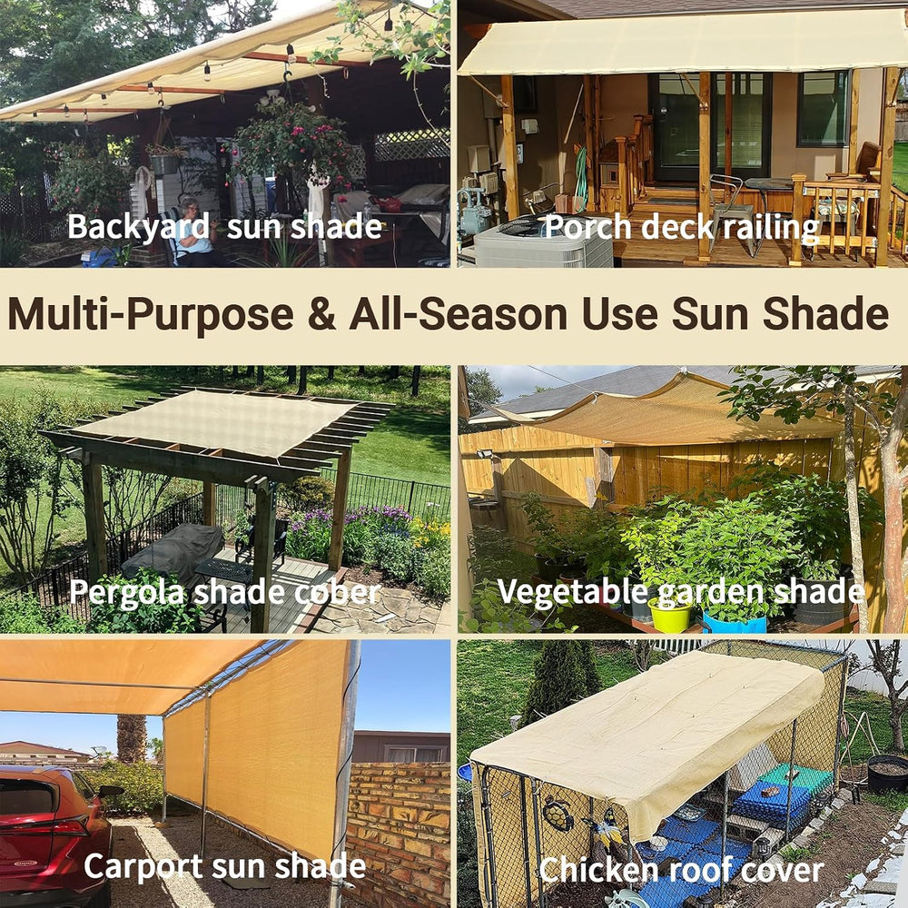 90% Shade Cloth with Grommets, 8x15FT Sun Shade Cloth, 200GSM Mesh Tarp