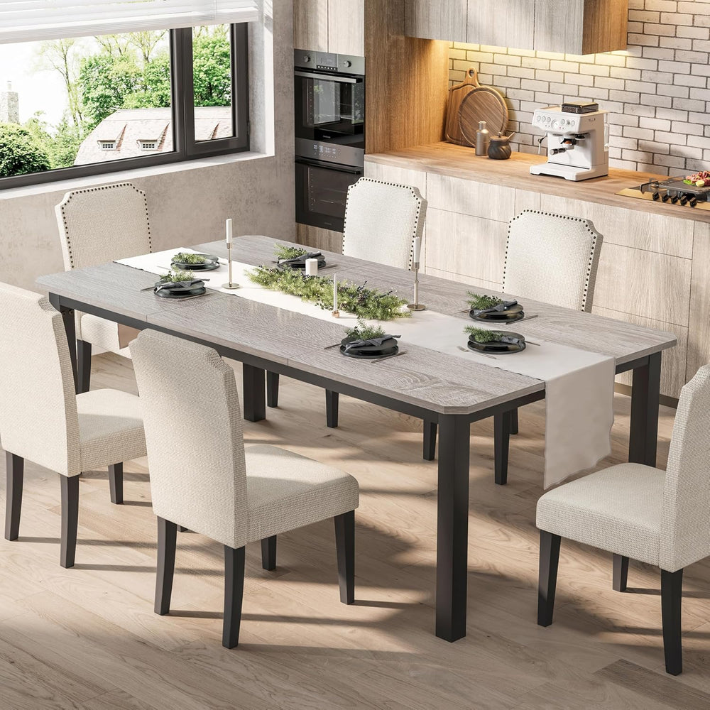 Garvee 78.7" Dining Table for 8-10 People, Grey Kitchen Tables (Only Table)
