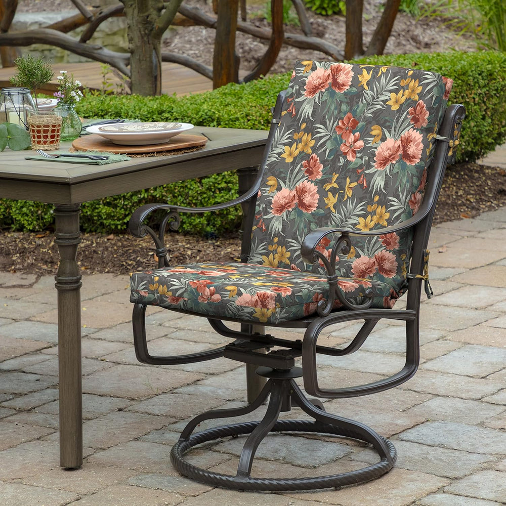 Arden Outdoor Dining Chair Cushion, 4-Pack, 20x44, Phoebe Grey Floral