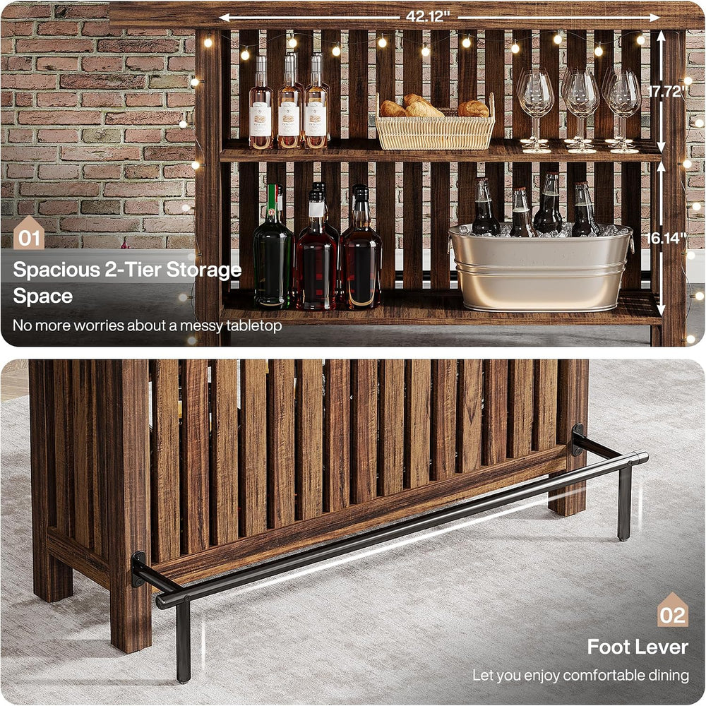 Tribesigns 63" Large Bar Table, 2-Tier Counter Height Table with Footrest