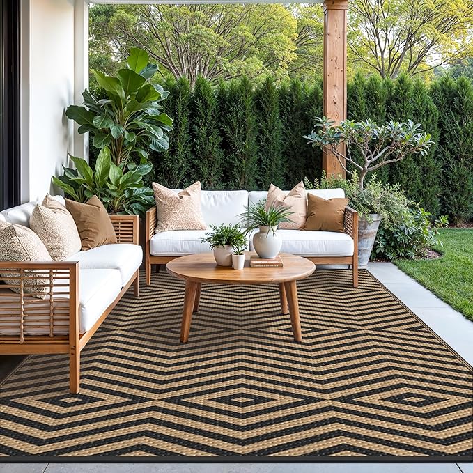 GENIMO Outdoor Rug for Patio Clearance, 8'x10' Reversible Plastic Str...