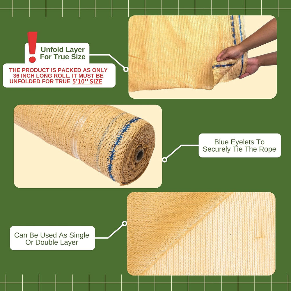 5'10"x100 ft 60% Eyelets Shade Cloth Roll