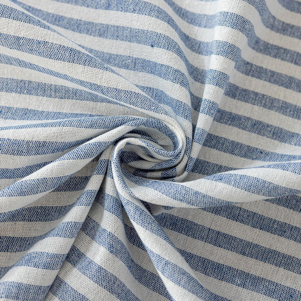 Striped Cotton Blend Tablecloth 60" × 120" Ruffled Table Cloth Wash...