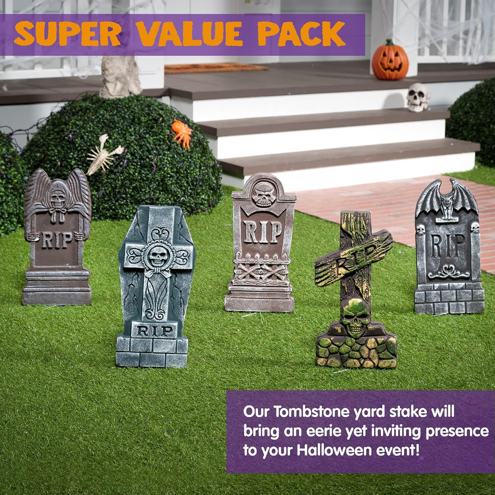 JOYIN 17” Halloween Foam RIP Graveyard Tombstones (5 Pack), Halloween Tombsto...