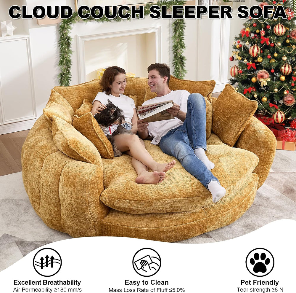 81.1" Oversized Round Chaise Lounge, Extra-Thick 14.9" Seat Wrap-Ar...
