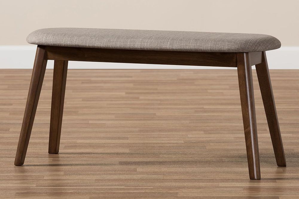 Baxton Studio Easton Mid-Century Modern Light Grey Fabric Upholstered Walnut ...