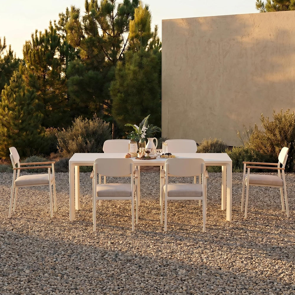 Modern Shade Luxury Outdoor Dining Set for 7, Outdoor Table and Chairs Set wi...
