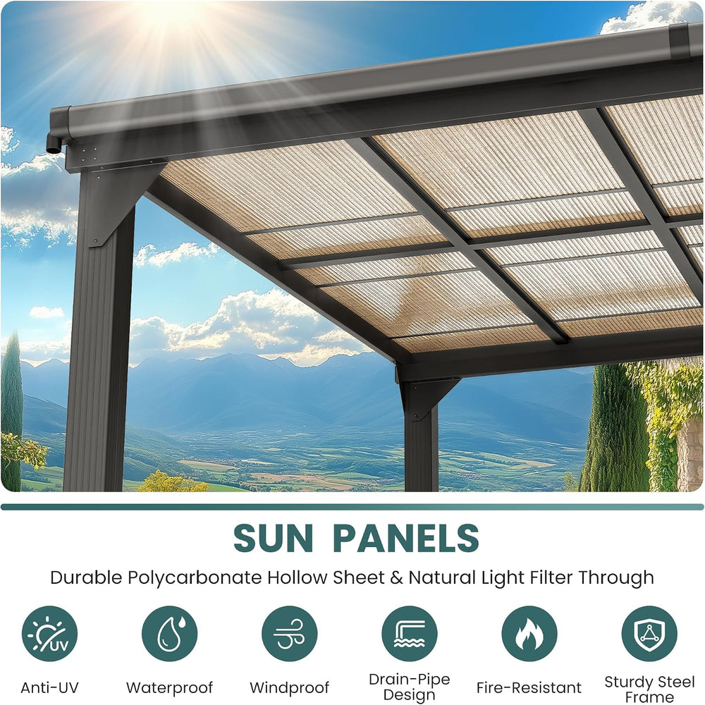 10 * 24FT Pergola,4 * 8 Inch Thickened Pillars & Enlarged Base,Outdoor Ha...