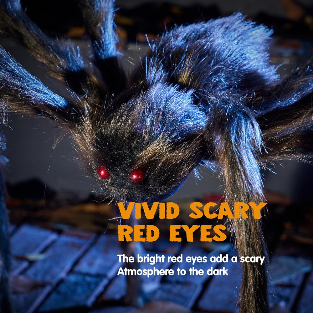 JOYIN 2 Pack 5 Ft Halloween Outdoor Decorations Hairy Brown Spider, Scary Fak...