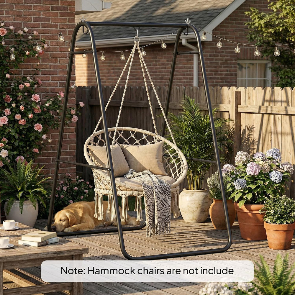 Outsunny Hammock Chair Stand Only Heavy Duty A-Frame for Hammock Black