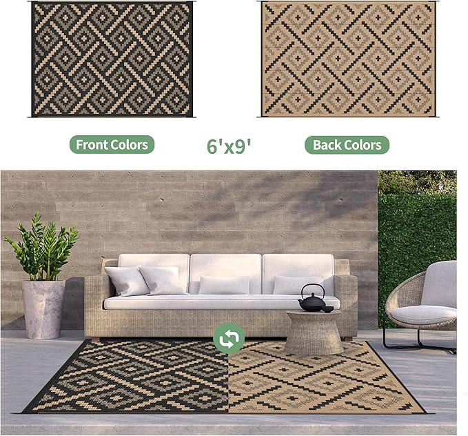 GENIMO Outdoor Rug for Patio Clearance, 6'x9' Waterproof Camping Mat,...