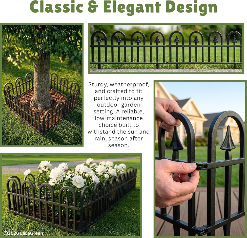 LaLaGreen Garden Edging Border (24in, 10 Pack) Small Flower Fence Panels
