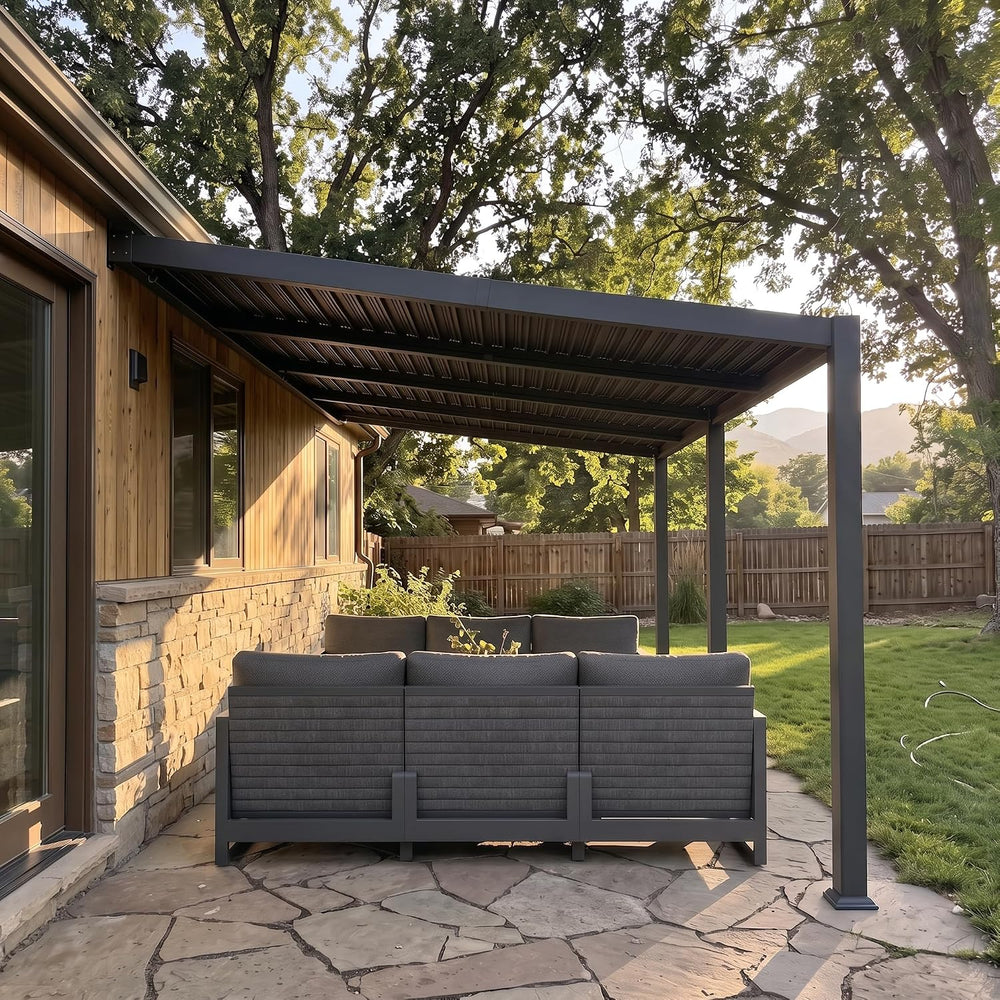 PURPLE LEAF Wall Mounted Pergola 10' x 20' Louvered Pergola,Aluminum ...
