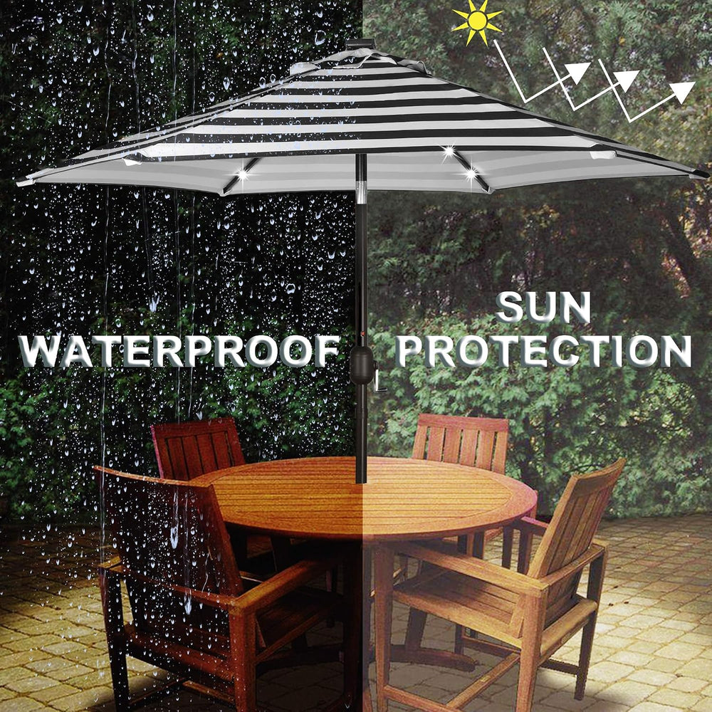 Blissun 7.5 ft Solar Umbrella, 18 LED Lighted Patio Umbrella, Table Market Um...
