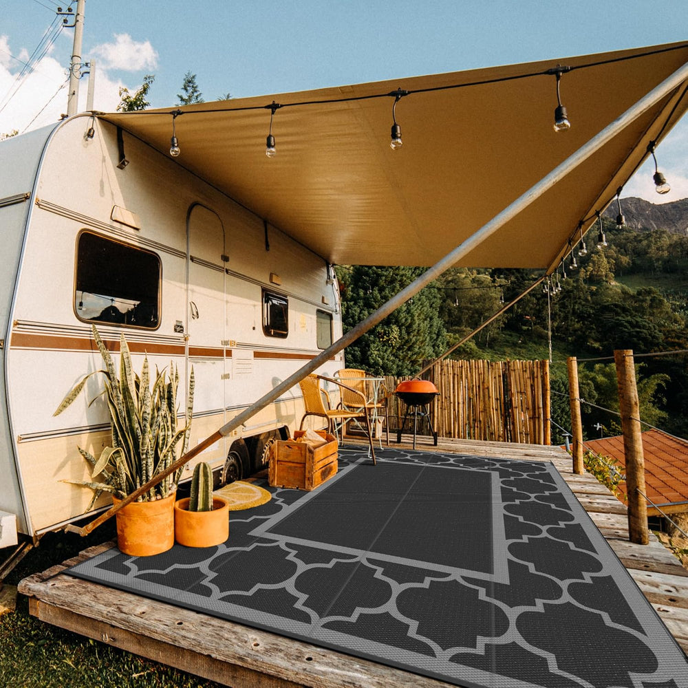 GENIMO Outdoor Rug, Waterproof Plastic Rugs 10'x14' for Camping Blue ...