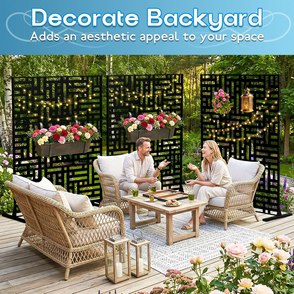 MTART Metal Privacy Screen 72" H x 47.2" Decorative Outdoor Privacy...