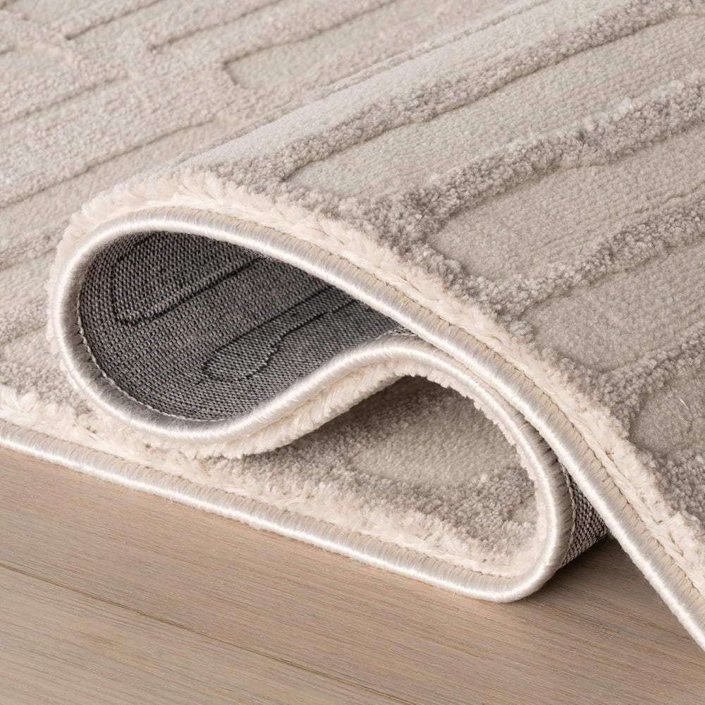 nuLOOM Kailani Cream/Grey Abstract Washable Area Rug, 3' x 5'
