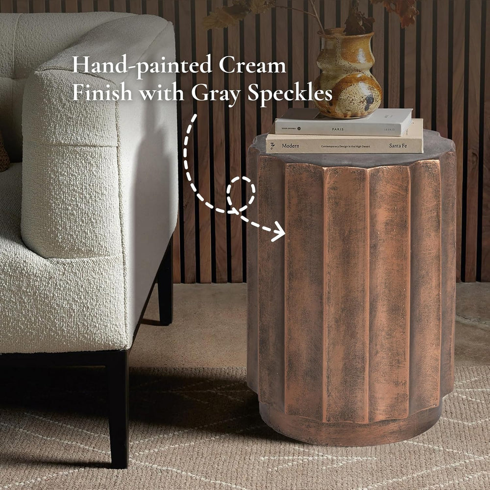 LuxenHome 18" Cement Outdoor Side Table, Set of 2 End Tables for Patio