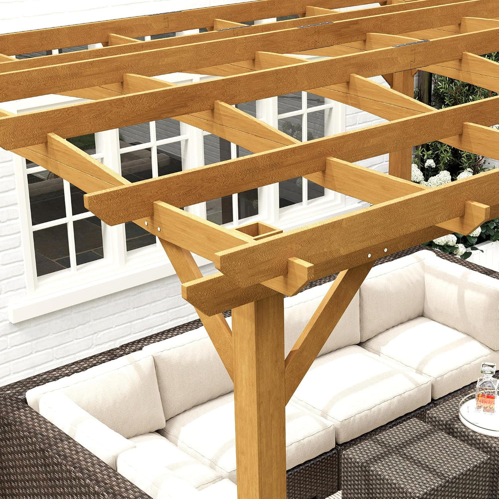 Outsunny 10' x 12' Outdoor Pergola with Arched Roof Wood Gazebo Dark ...