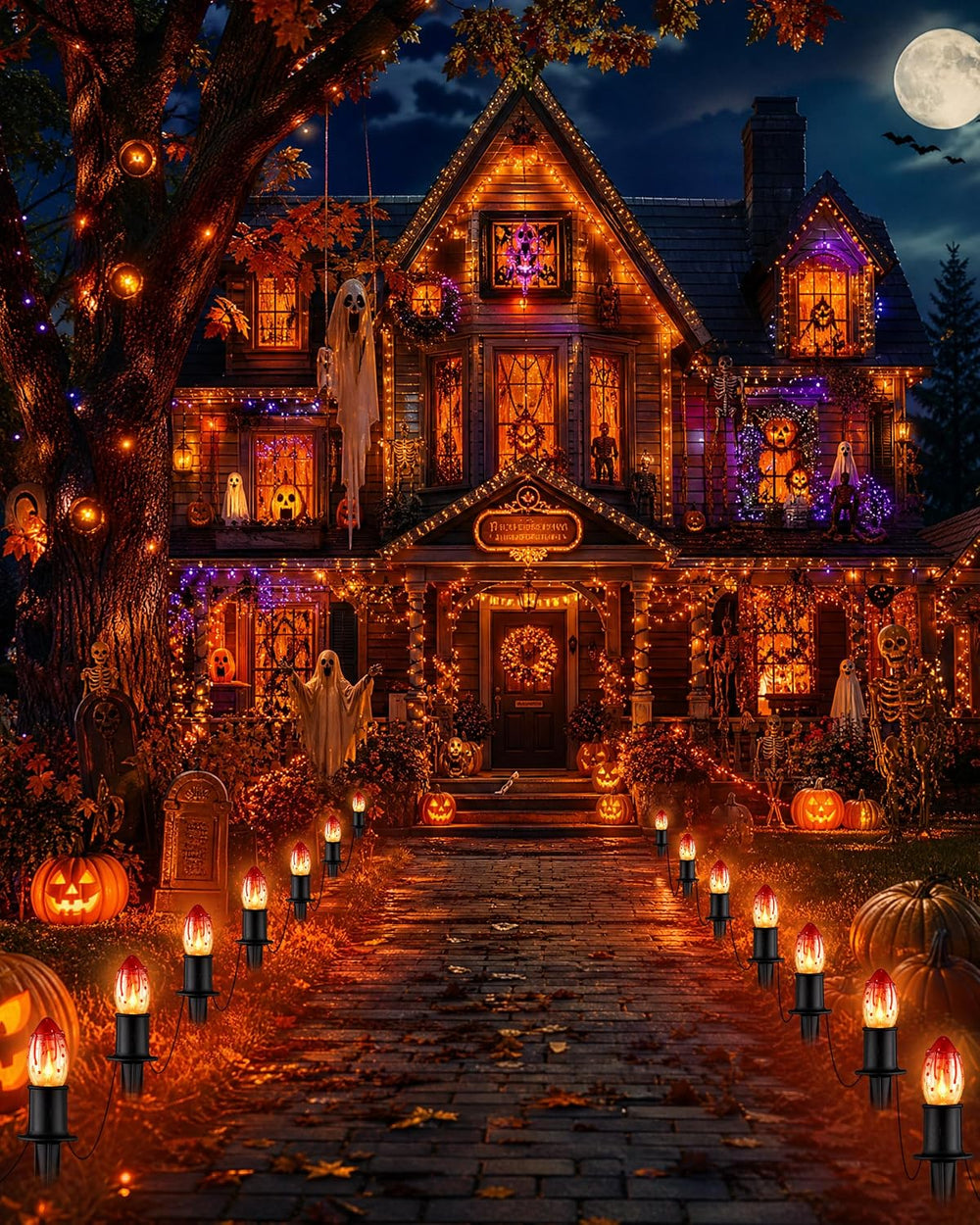 24.2FT Halloween Pathway Lights Outdoor, C9 Halloween Lights 20 Lights