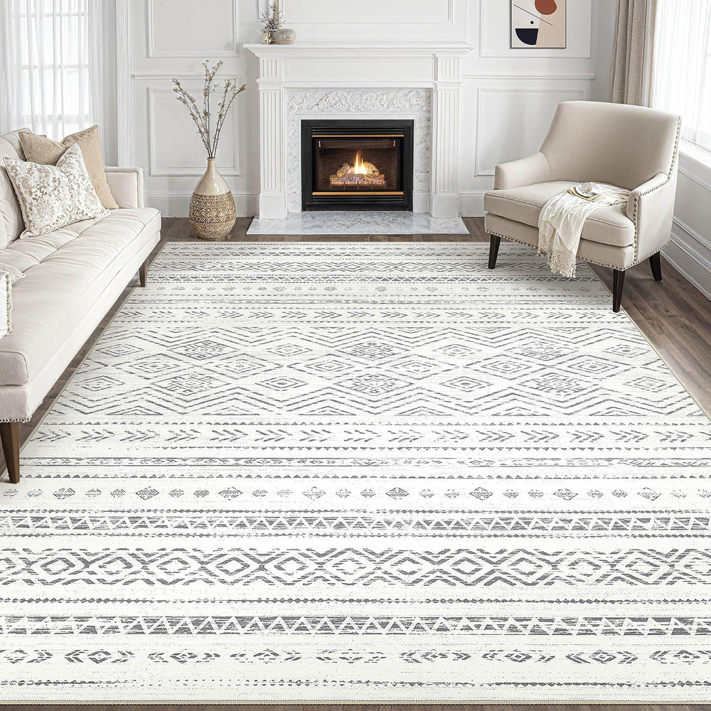 Tortania Area Rug Living Room Rugs- 9x12 Washable Large Soft Neutral Boho Mor...