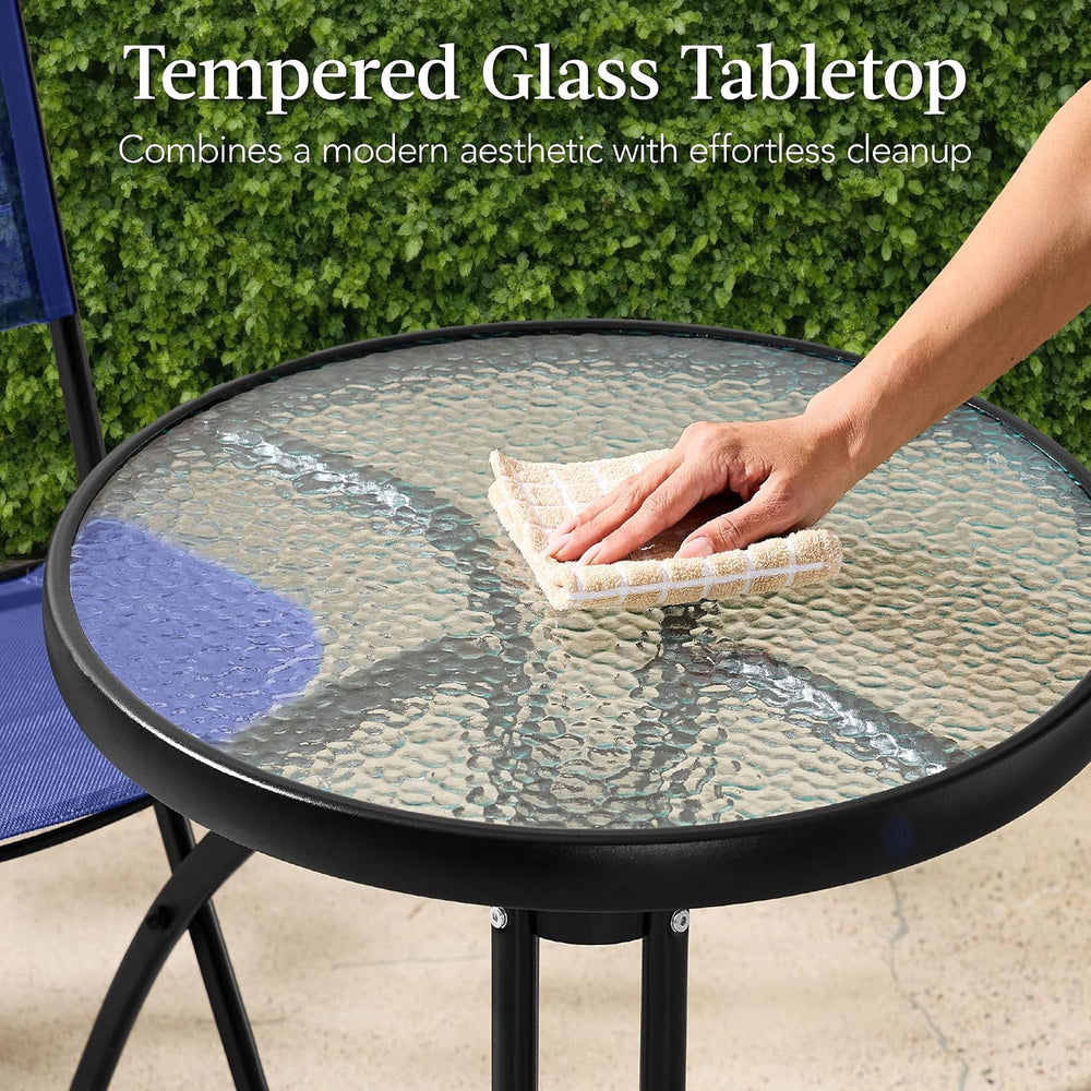 Best Choice Products 3-Piece Patio Bistro Dining Furniture Set w/Textured Gla...