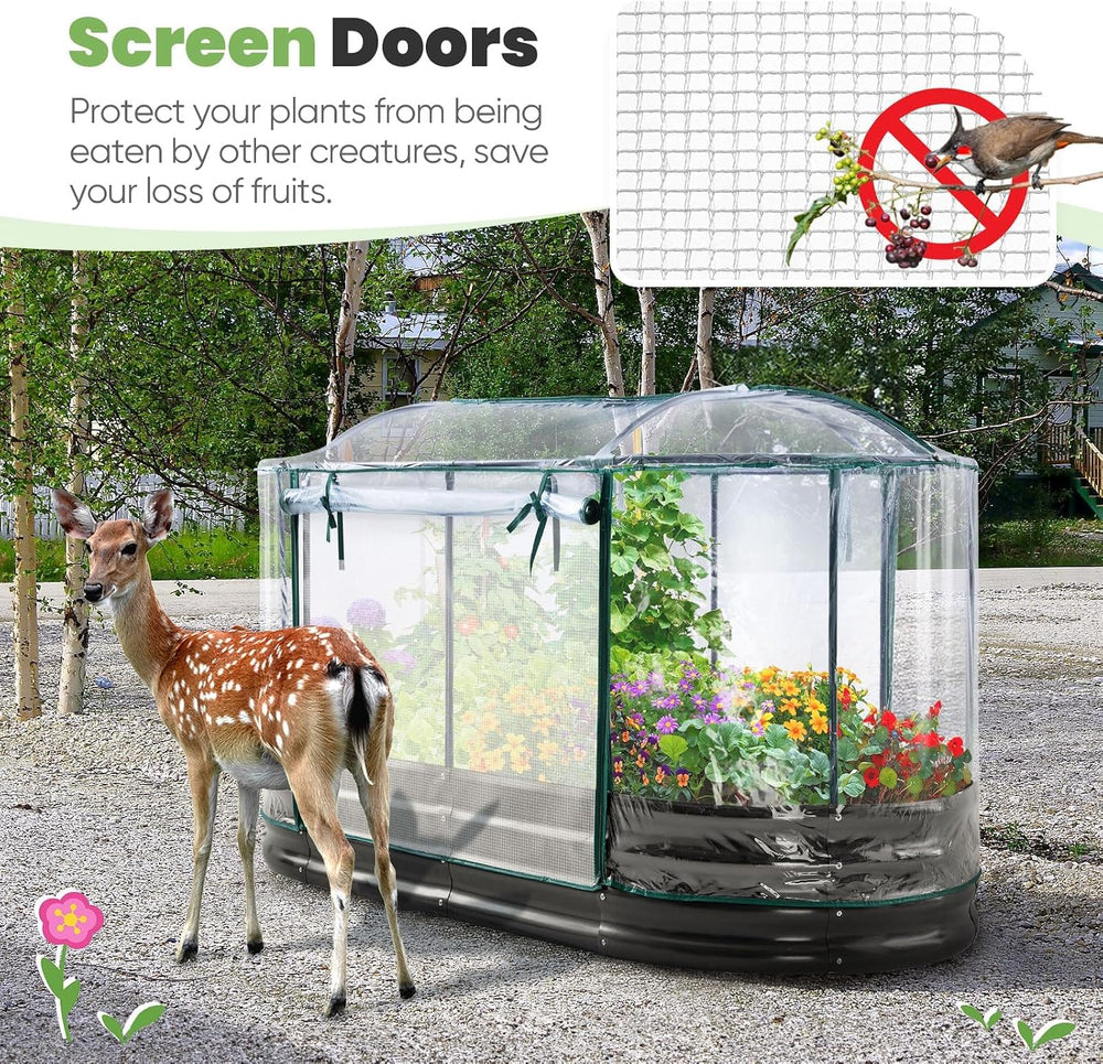 KING BIRD Raised Garden Bed with Cover 71x36x12 in