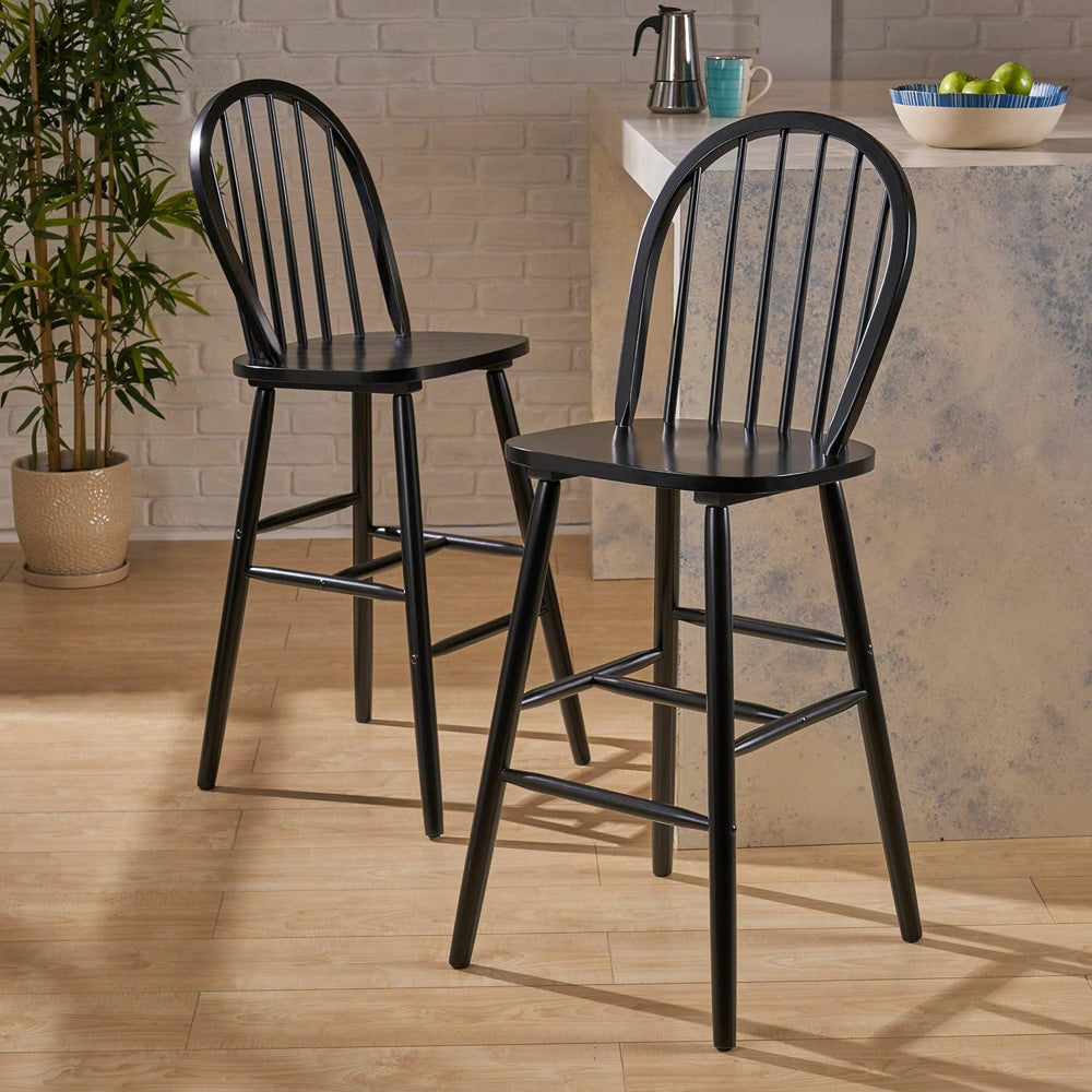 GDFStudio Great Deal Furniture Lopez Spindle Bar Stools - Rubberwood - Tradit...