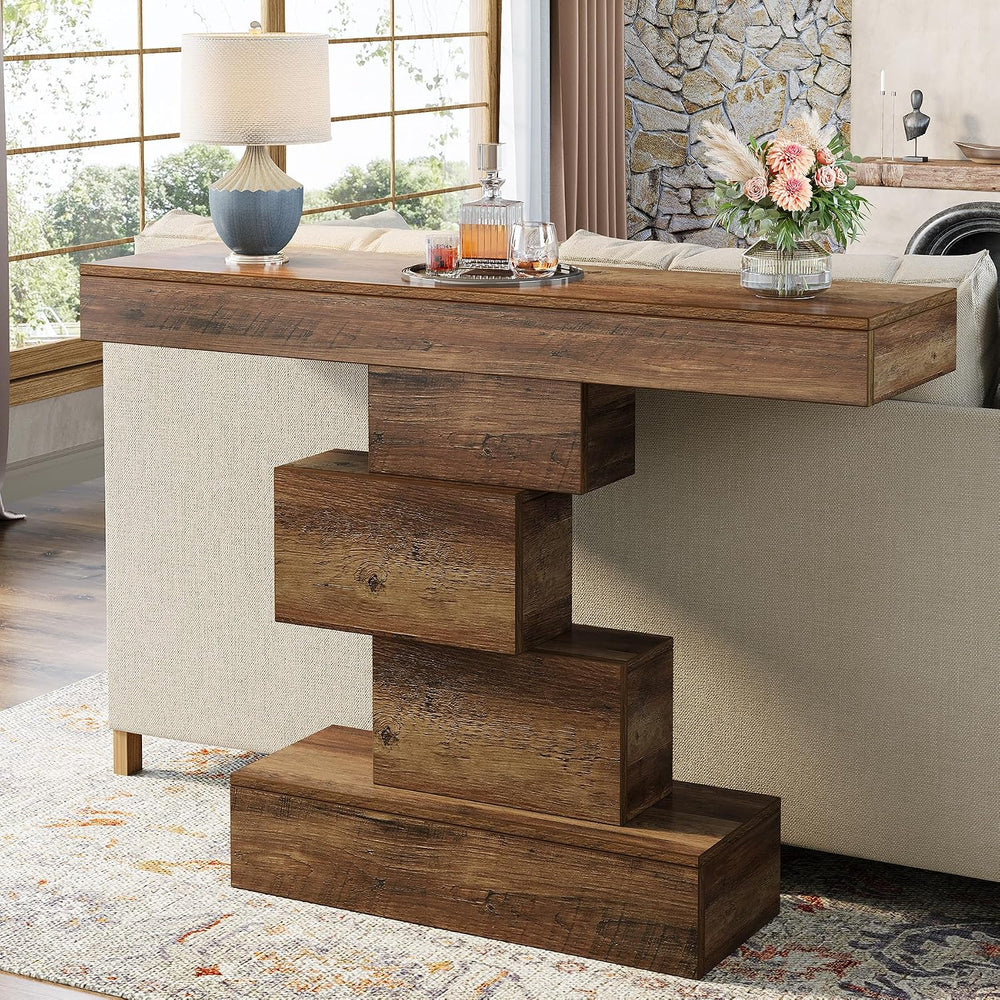 Tribesigns 42.5" Farmhouse Console Table, Narrow Wood Sofa Table Behind ...