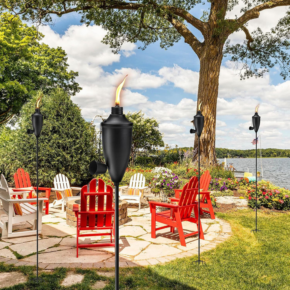 Home Garden Torch Set of 4, Large Capacity 22oz Outdoor Metal Torch Garden Dé...