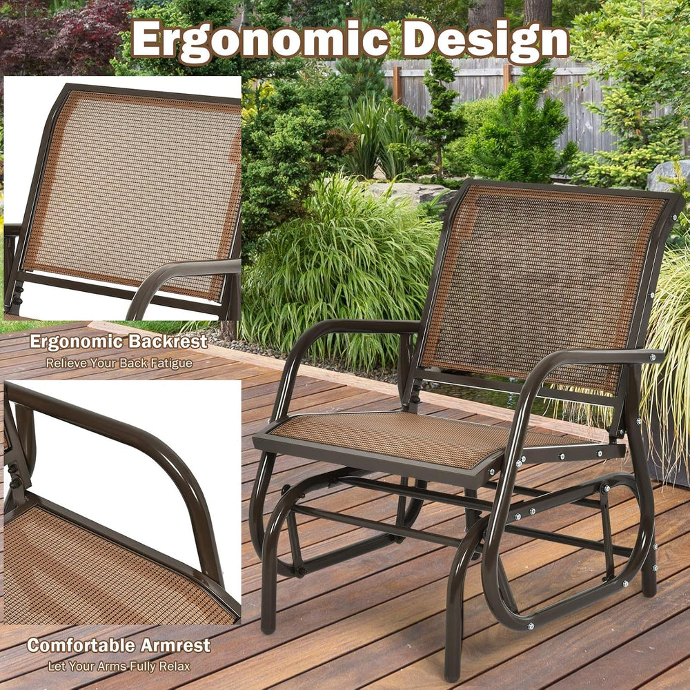 S AFSTAR Outdoor Patio Glider Chairs Set of 2, Porch Glider Swing with Breath...