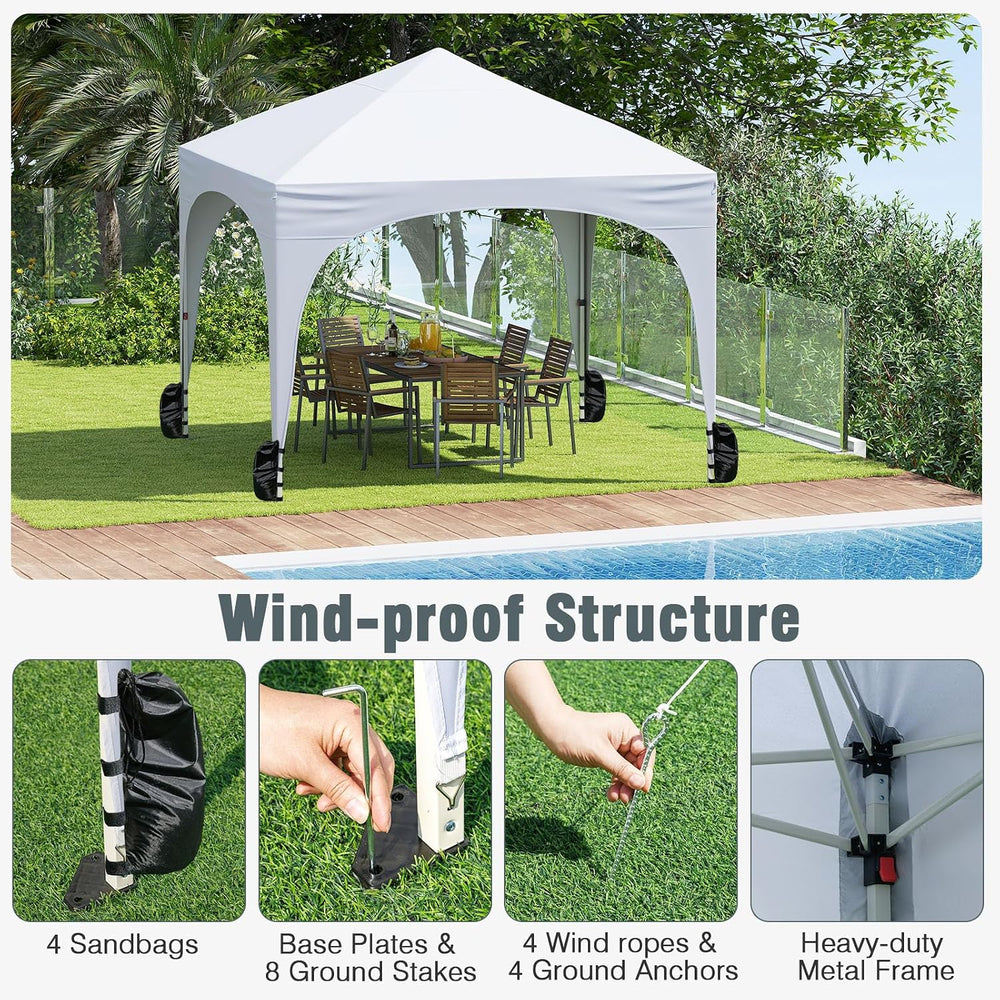 Tangkula 10x10Ft Pop up Canopy with 4 Sidewalls, UPF50+ Outdoor Tent with Zip...