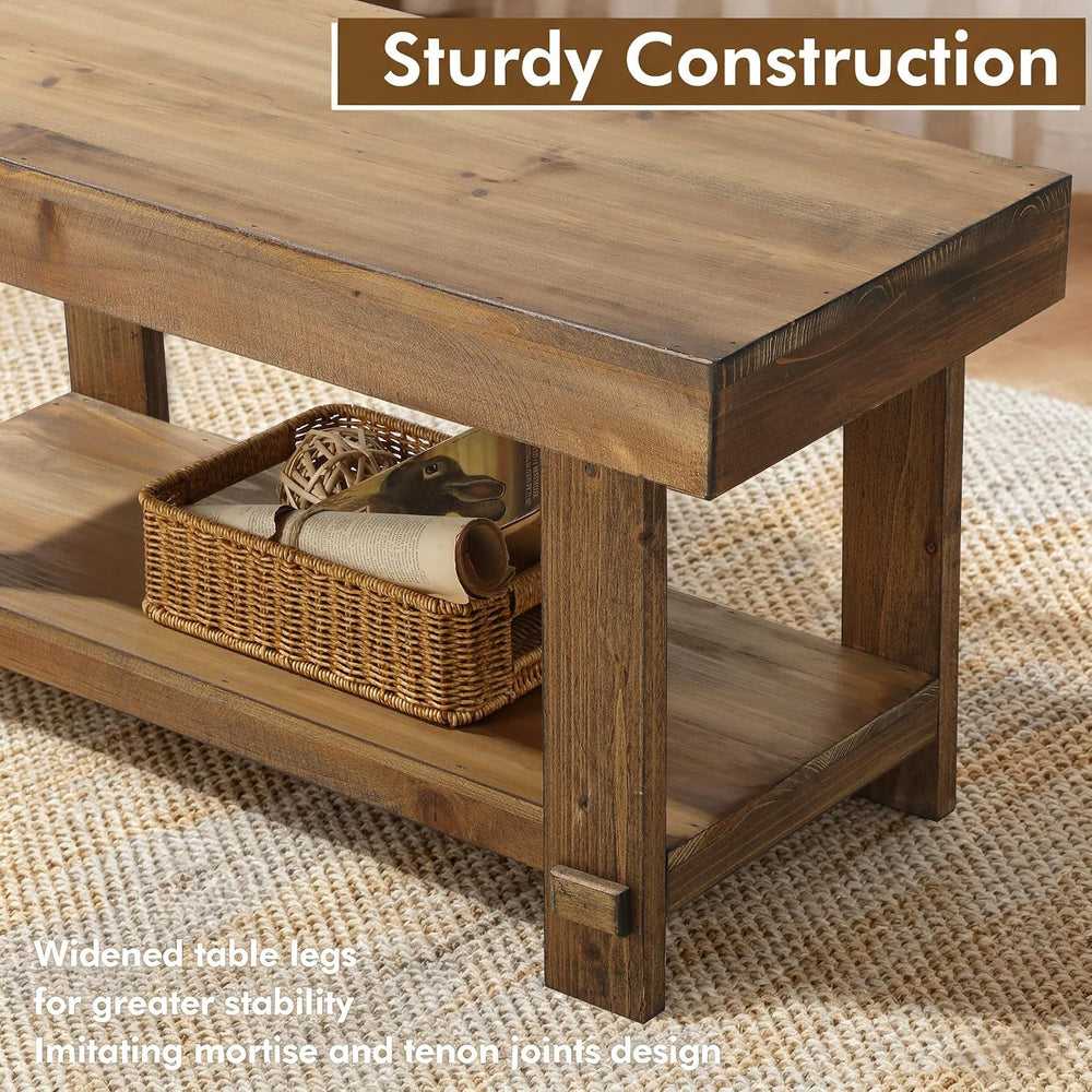HOKYHOKY Solid Wood Entryway Bench - 31.5" Farmhouse Small Narrow Benches
