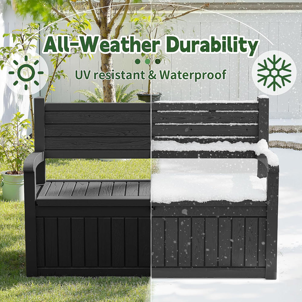 80 Gallon Outdoor Storage Bench,Waterproof Resin Deck Box with Seat
